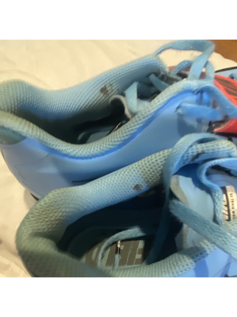 Nike Light Blue Sneakers with Neon Orange Strap - Picture 10 of 11